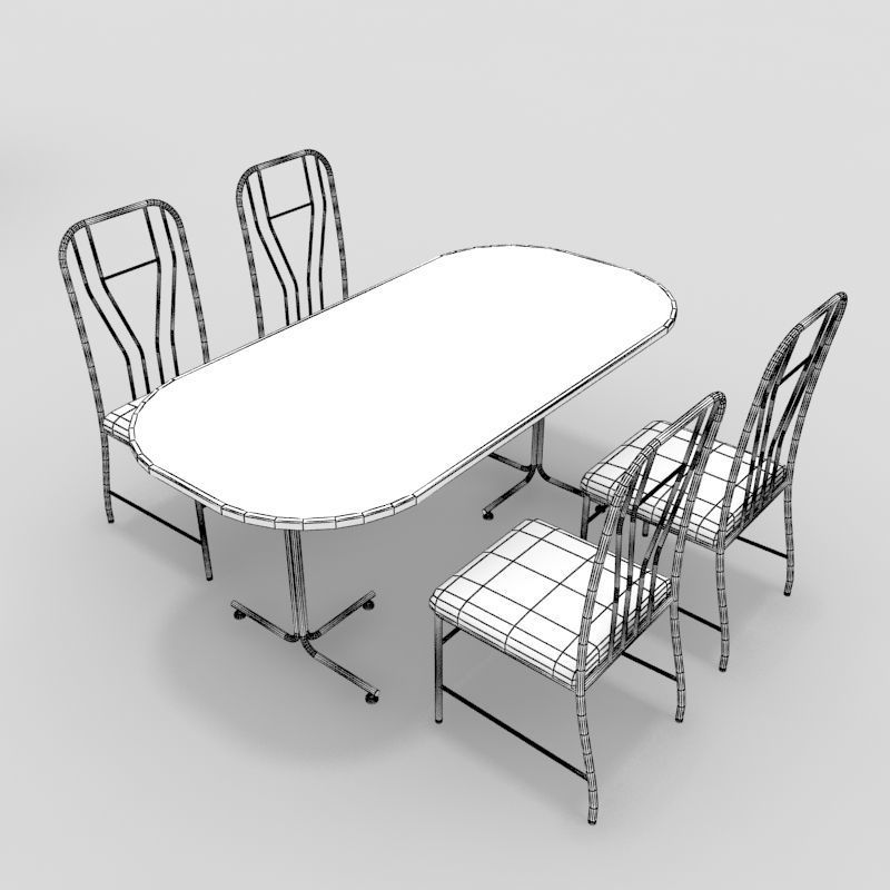 Table with Chairs 3D model_3