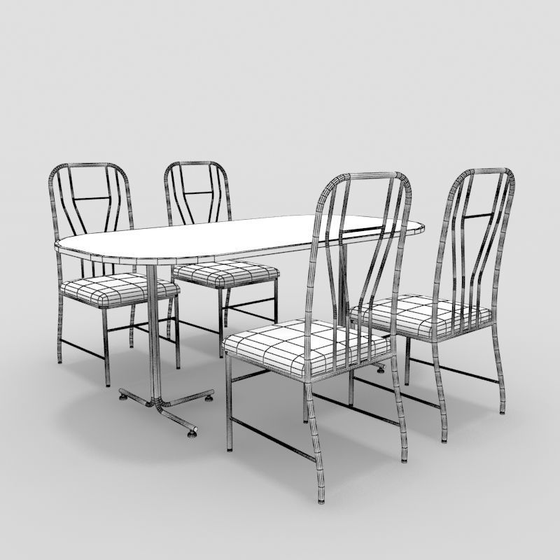 Table with Chairs 3D model_1