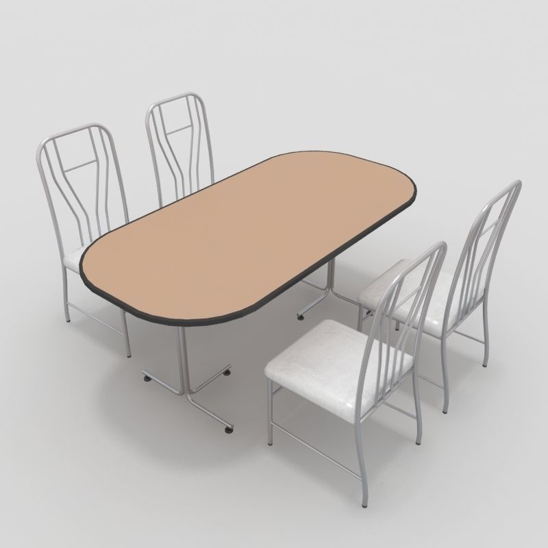 Table with Chairs 3D model_2