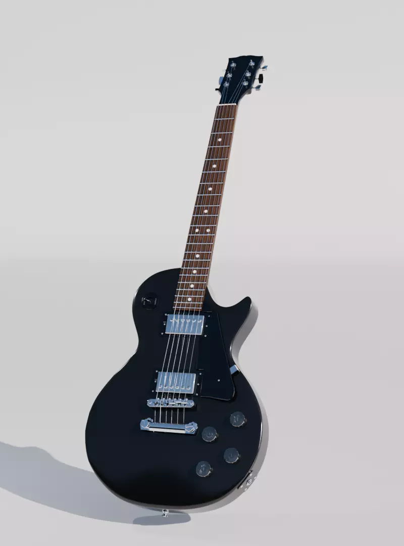 Black Single-Cut Electric Guitar 3D model