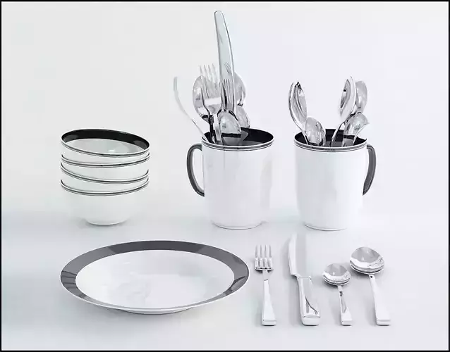 Tableware dinnerware set with silverware and spoons