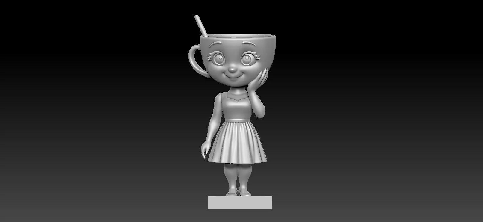 Cute Cup Girl Character 3D print model