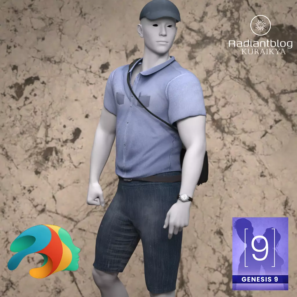 Postman Outfit for Genesis 9 3D model