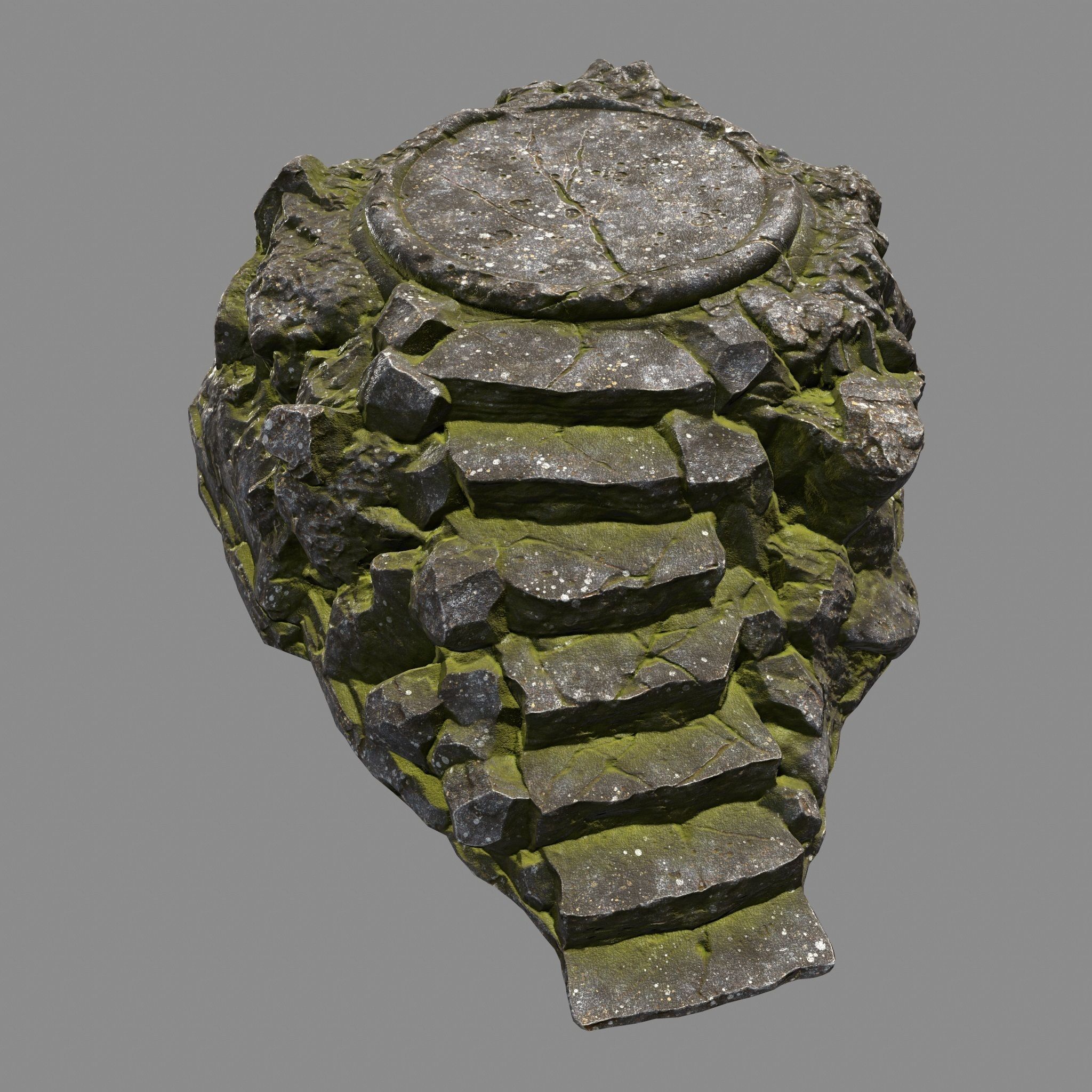 Temple rock with steps Low-poly 3D model_1