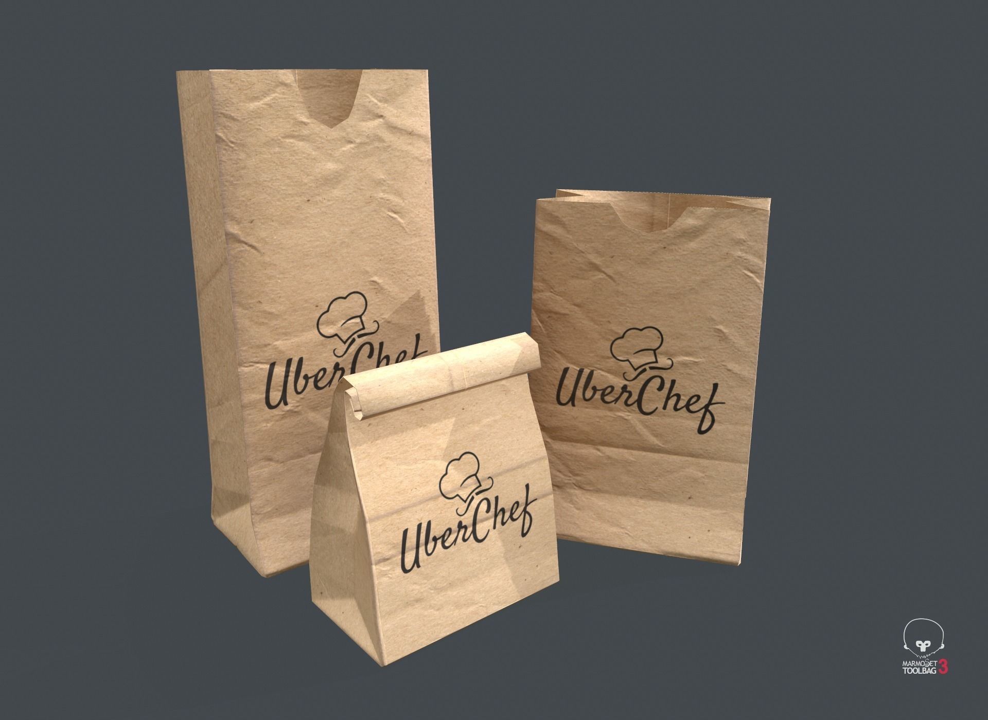 Paper Bag PBR Game Ready Low-poly 3D model_6