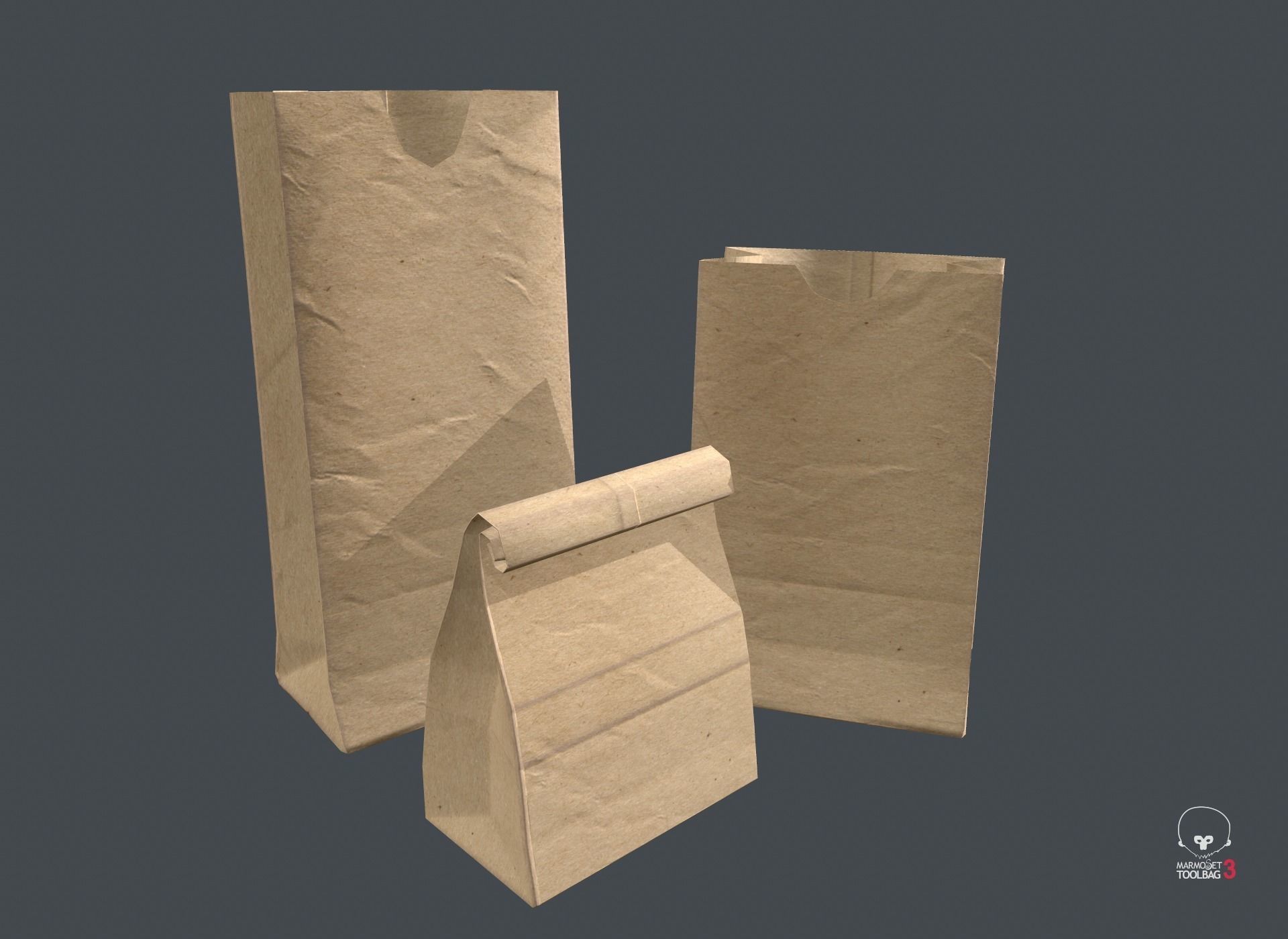 Paper Bag PBR Game Ready Low-poly 3D model_2