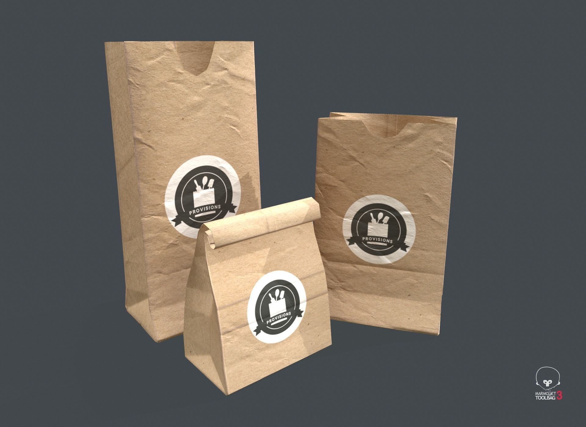Paper Bag PBR Game Ready Low-poly 3D model_5