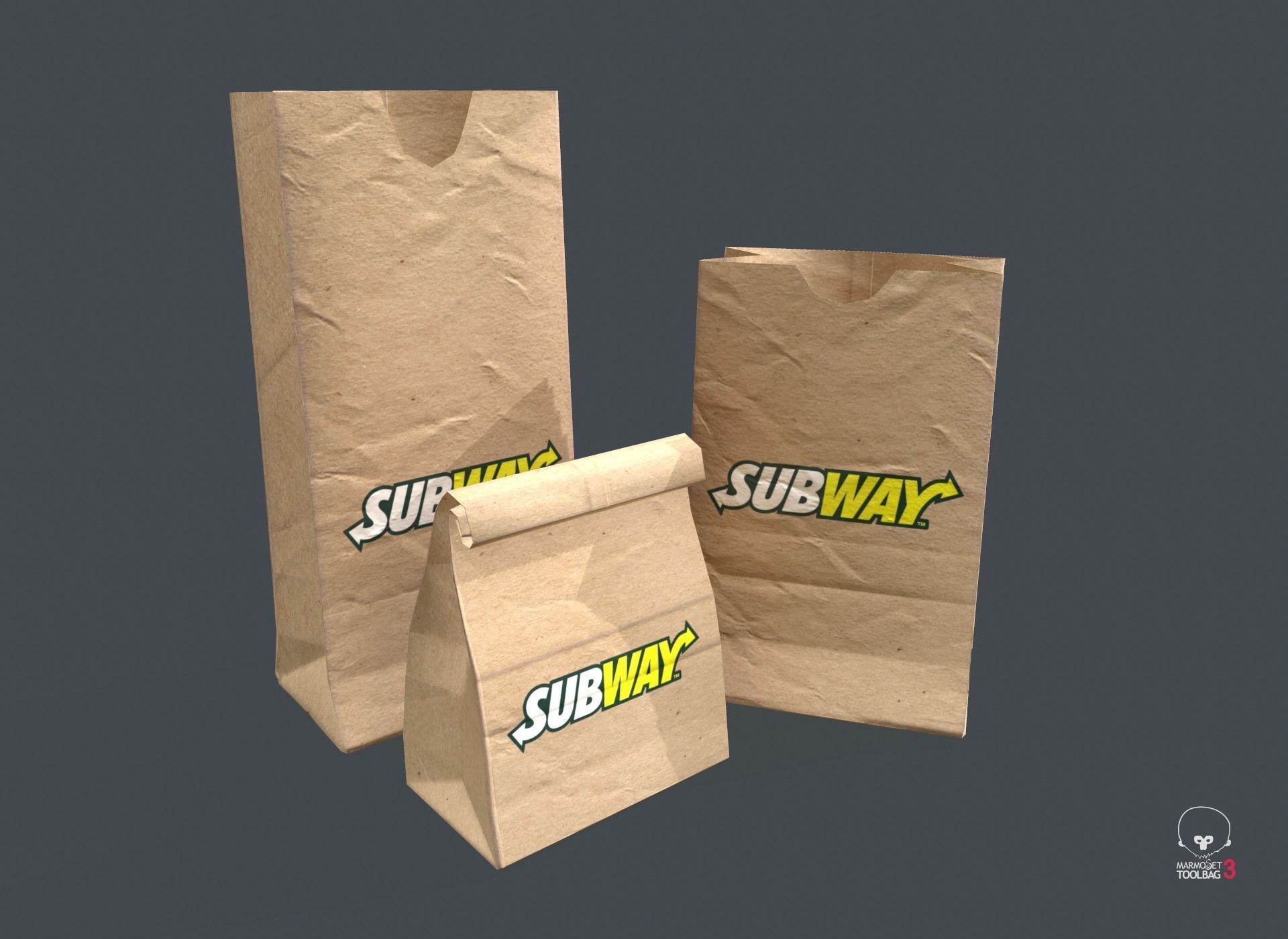 Paper Bag PBR Game Ready Low-poly 3D model_8