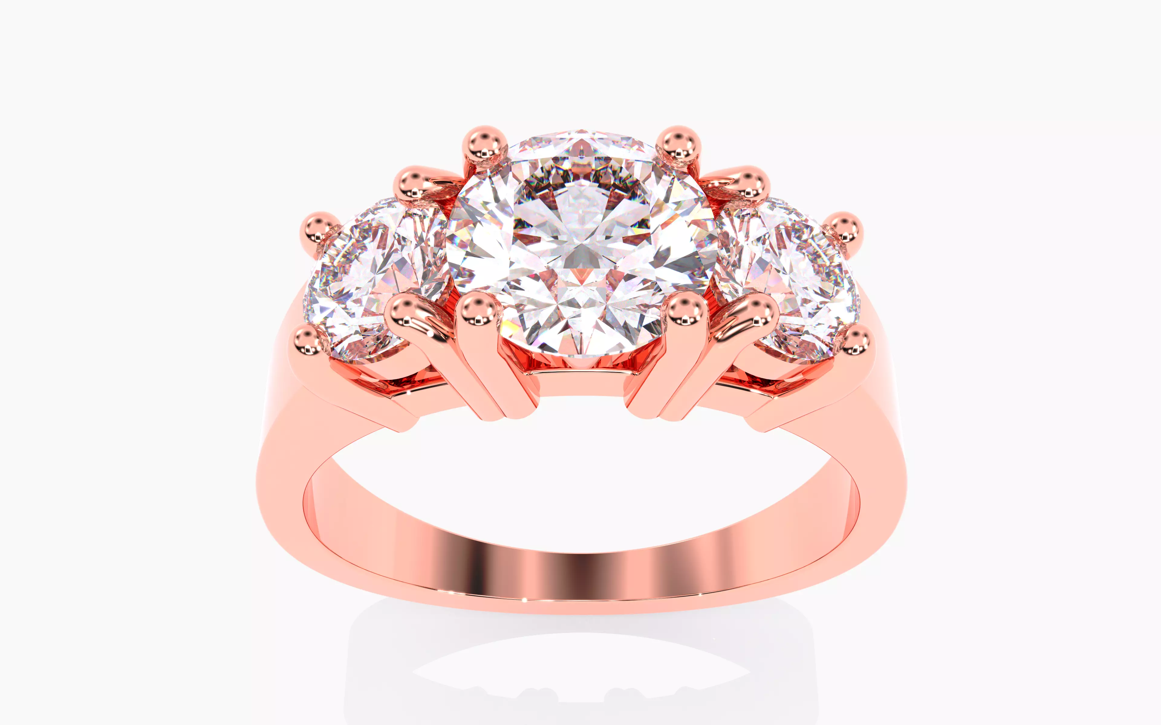 Trio Solitaire Ring renders 3dm stl details 3D print model