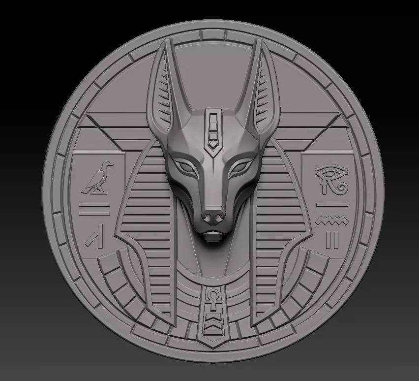 Egyptian Jackal Head High Relief Jewelry 3D print model
