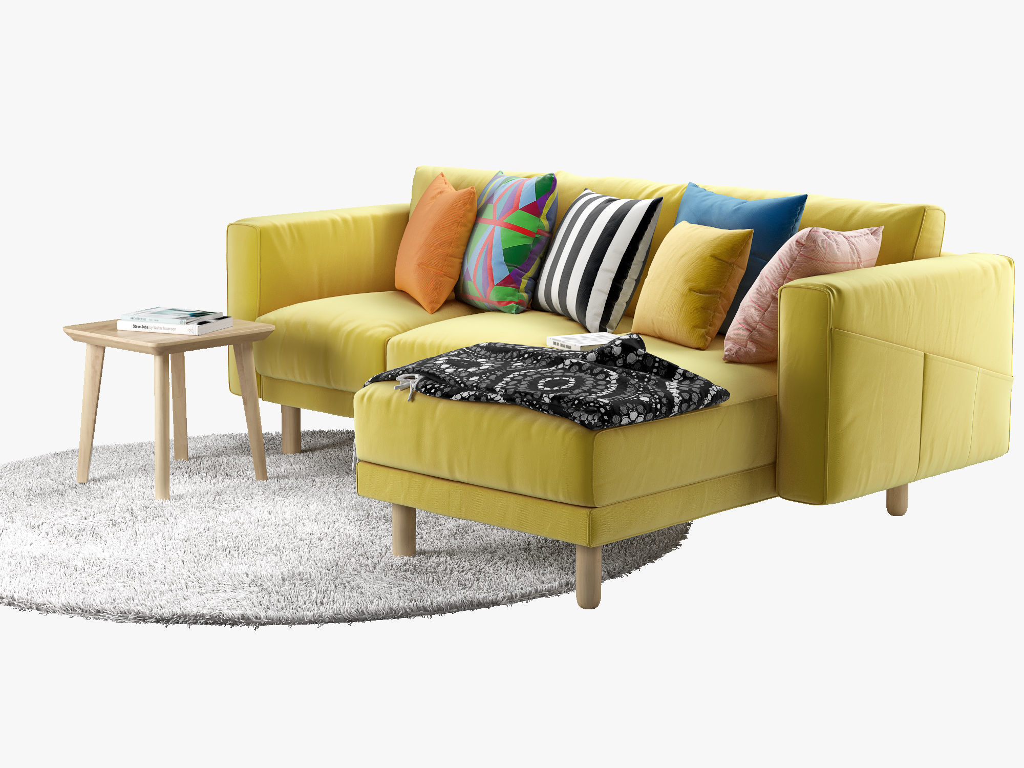 NORSBORG Two-seat sofa with chaise longue Ikea 3D model_3