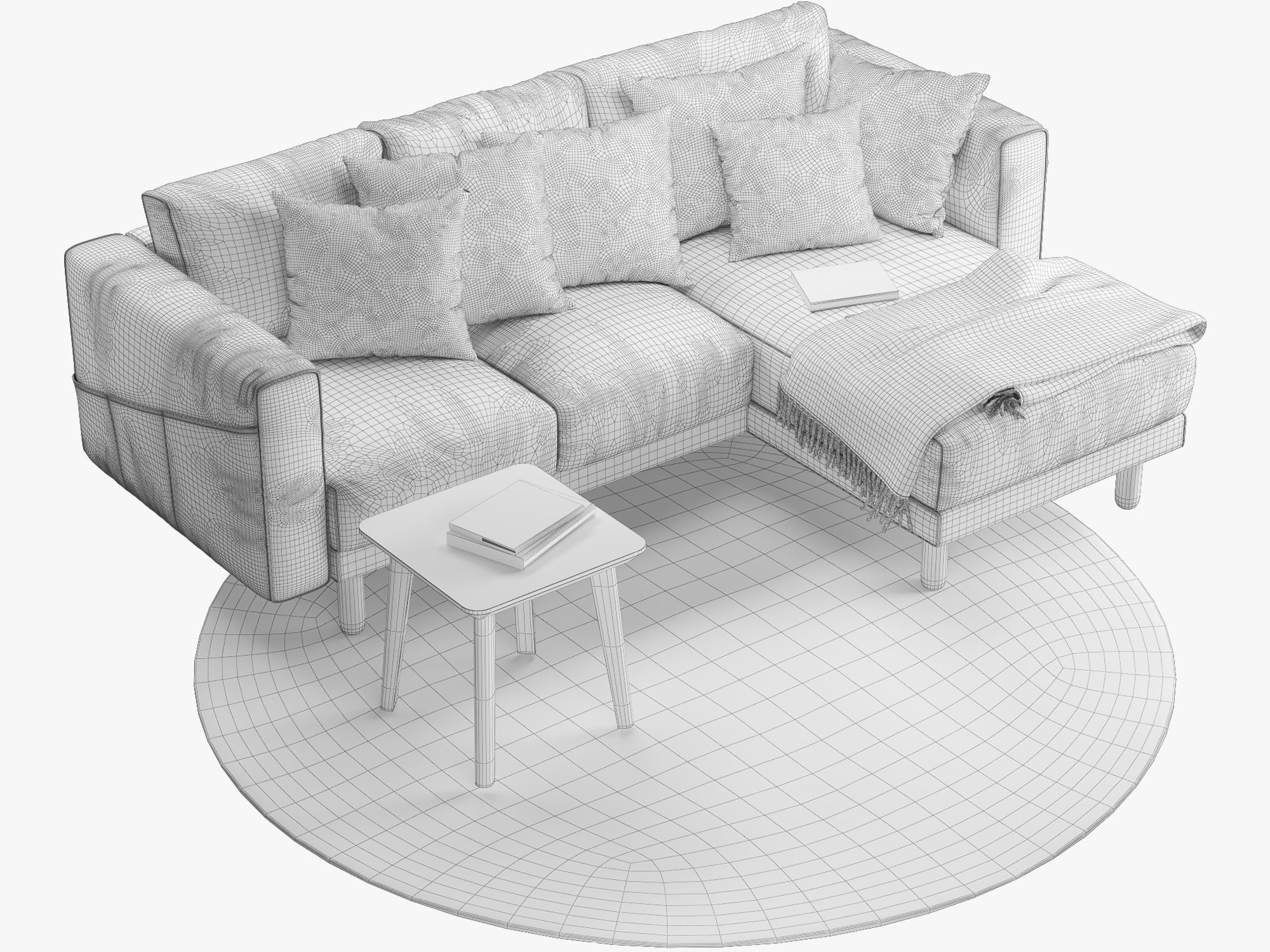 NORSBORG Two-seat sofa with chaise longue Ikea 3D model_6