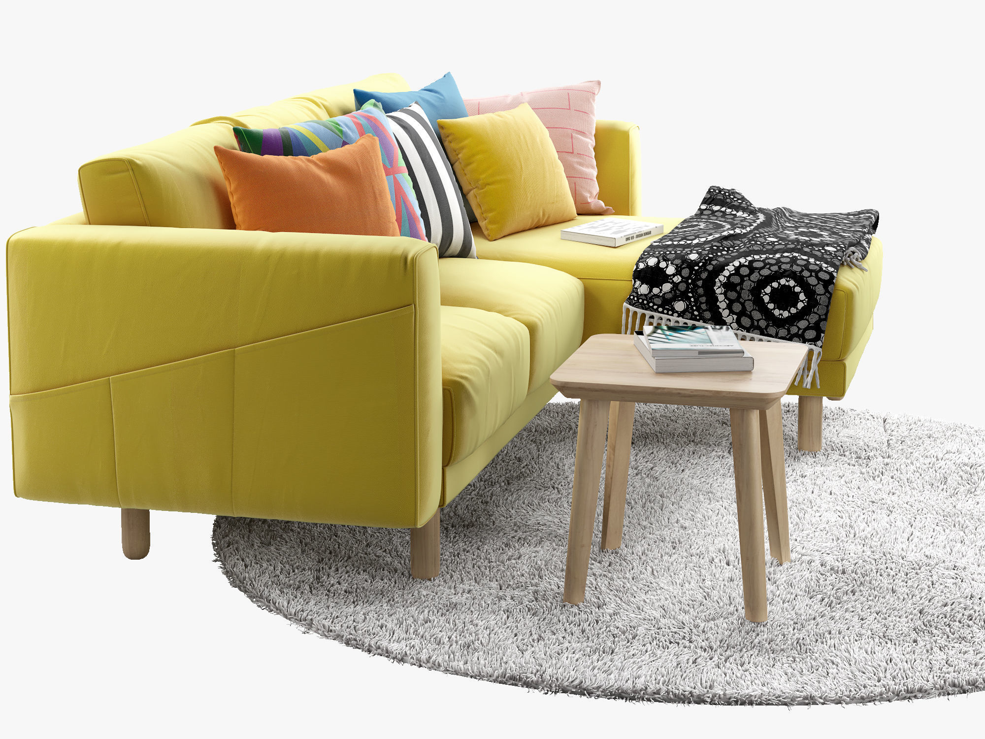 NORSBORG Two-seat sofa with chaise longue Ikea 3D model_4