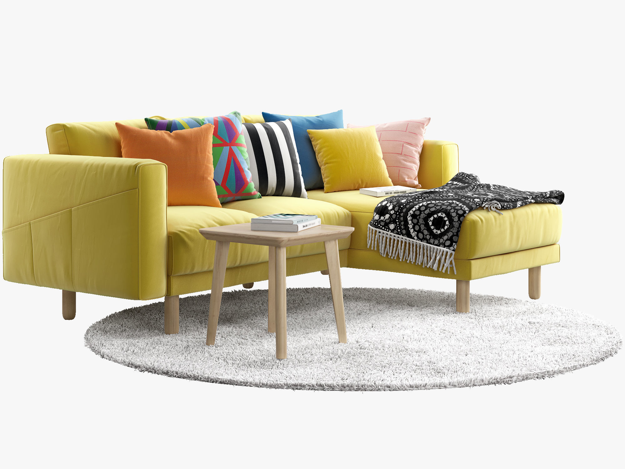 NORSBORG Two-seat sofa with chaise longue Ikea 3D model_1