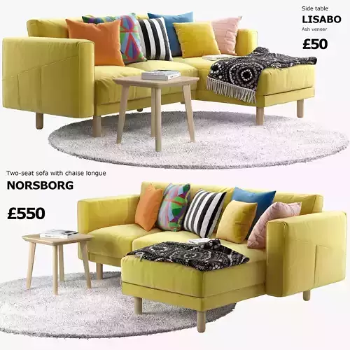 NORSBORG Two-seat sofa with chaise longue Ikea