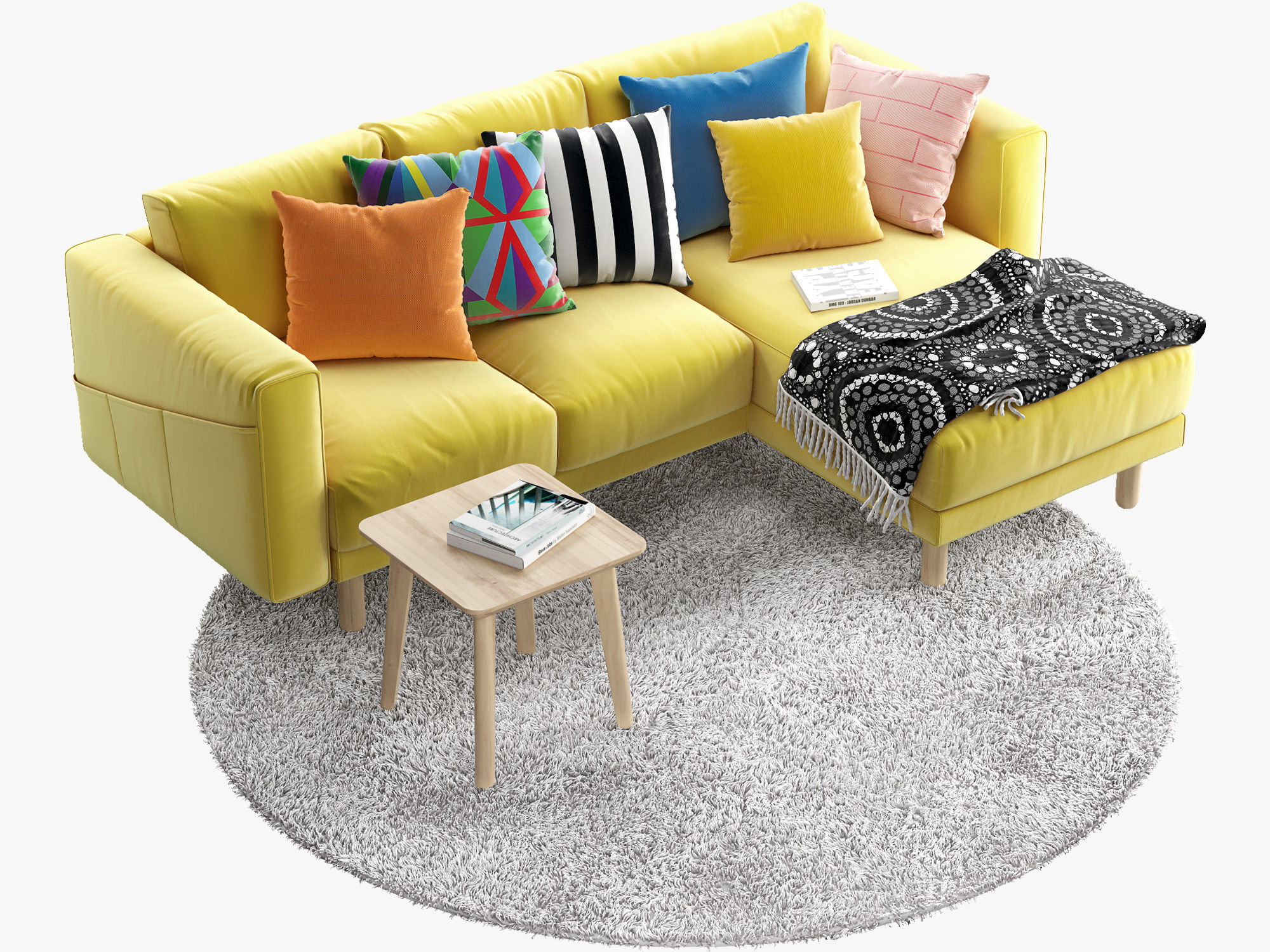 NORSBORG Two-seat sofa with chaise longue Ikea 3D model_5