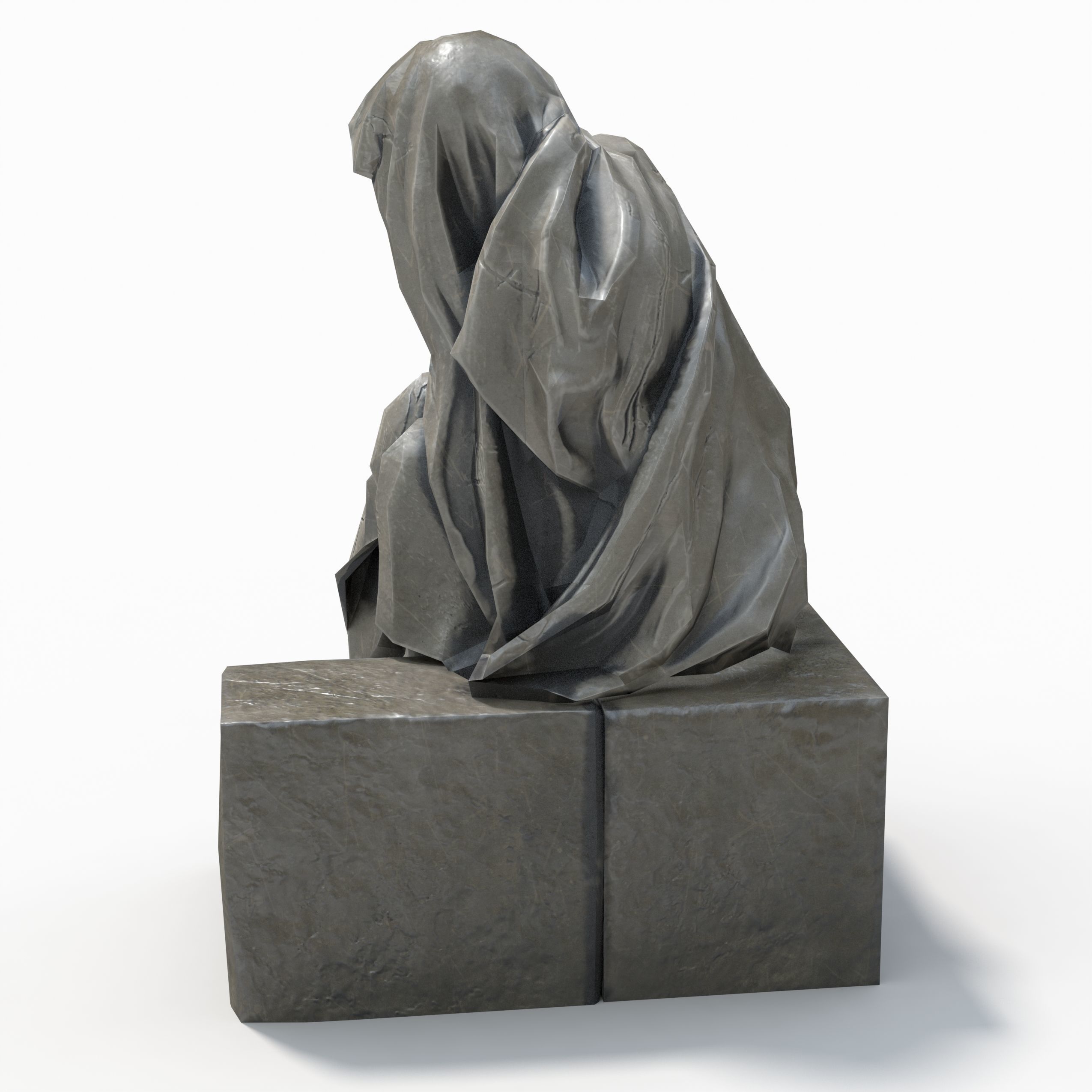 Statue Female Low-poly 3D model_4
