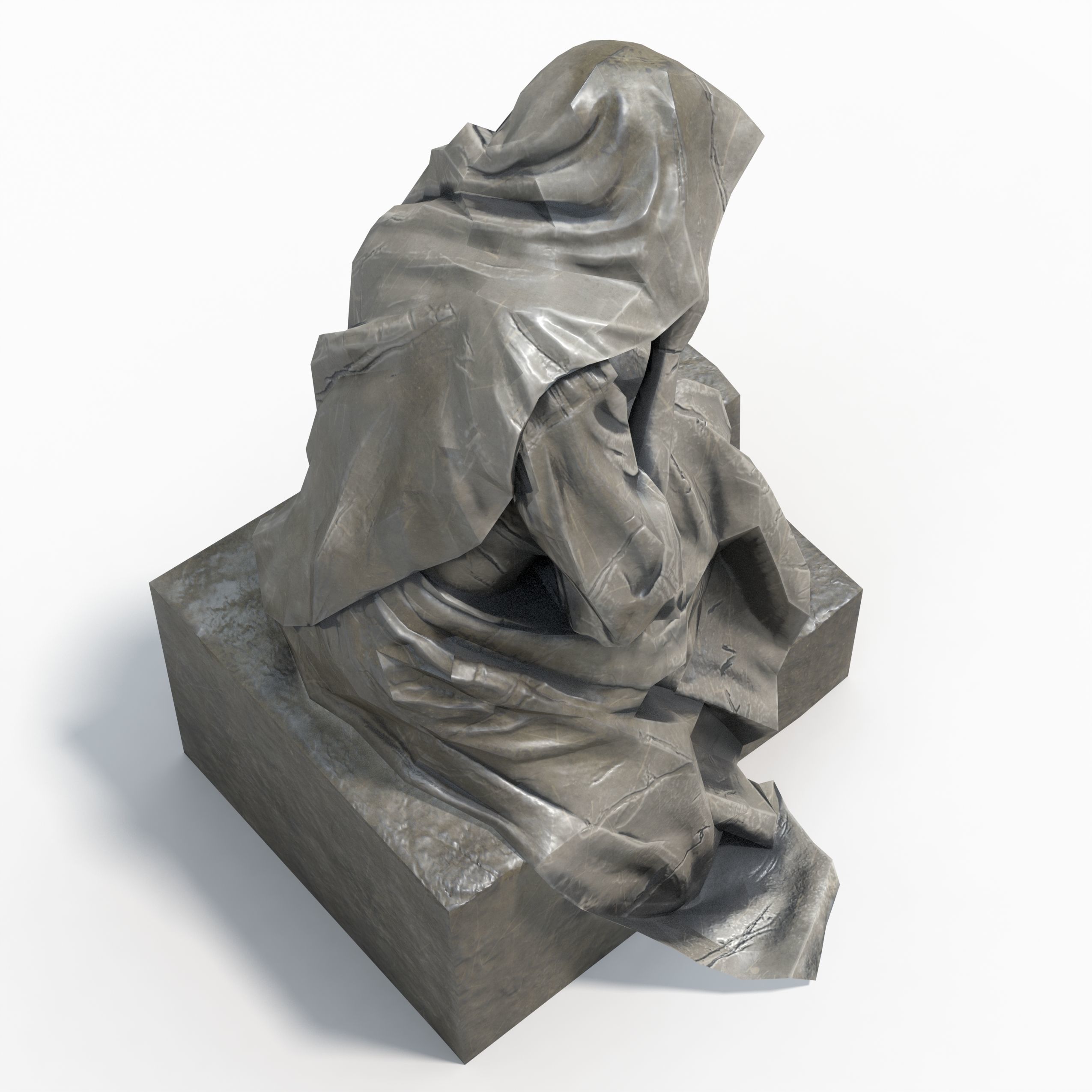 Statue Female Low-poly 3D model_7