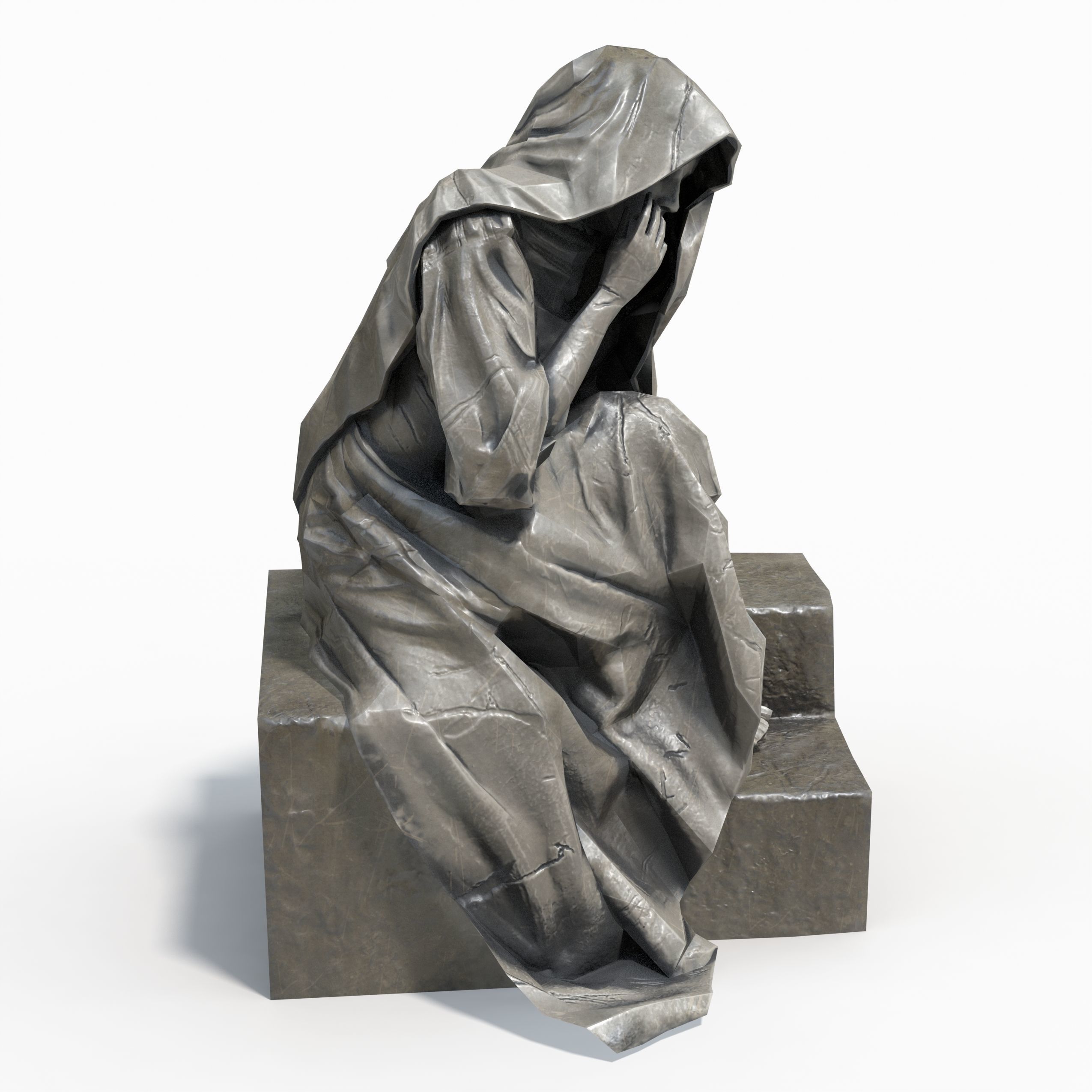 Statue Female Low-poly 3D model_6