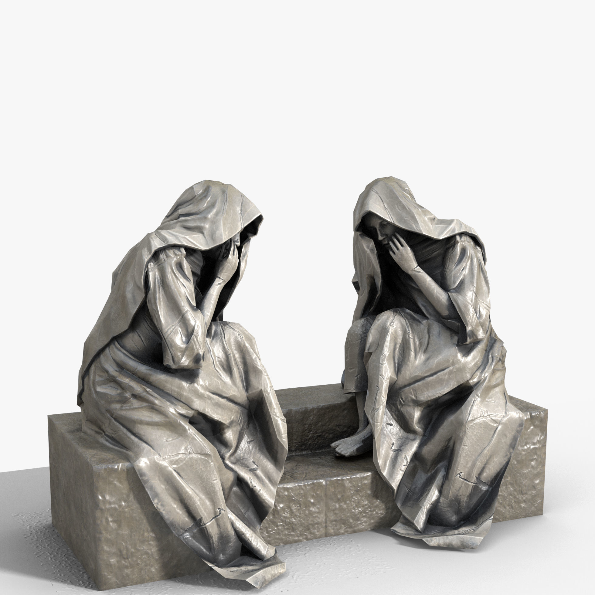 Statue Female Low-poly 3D model_10