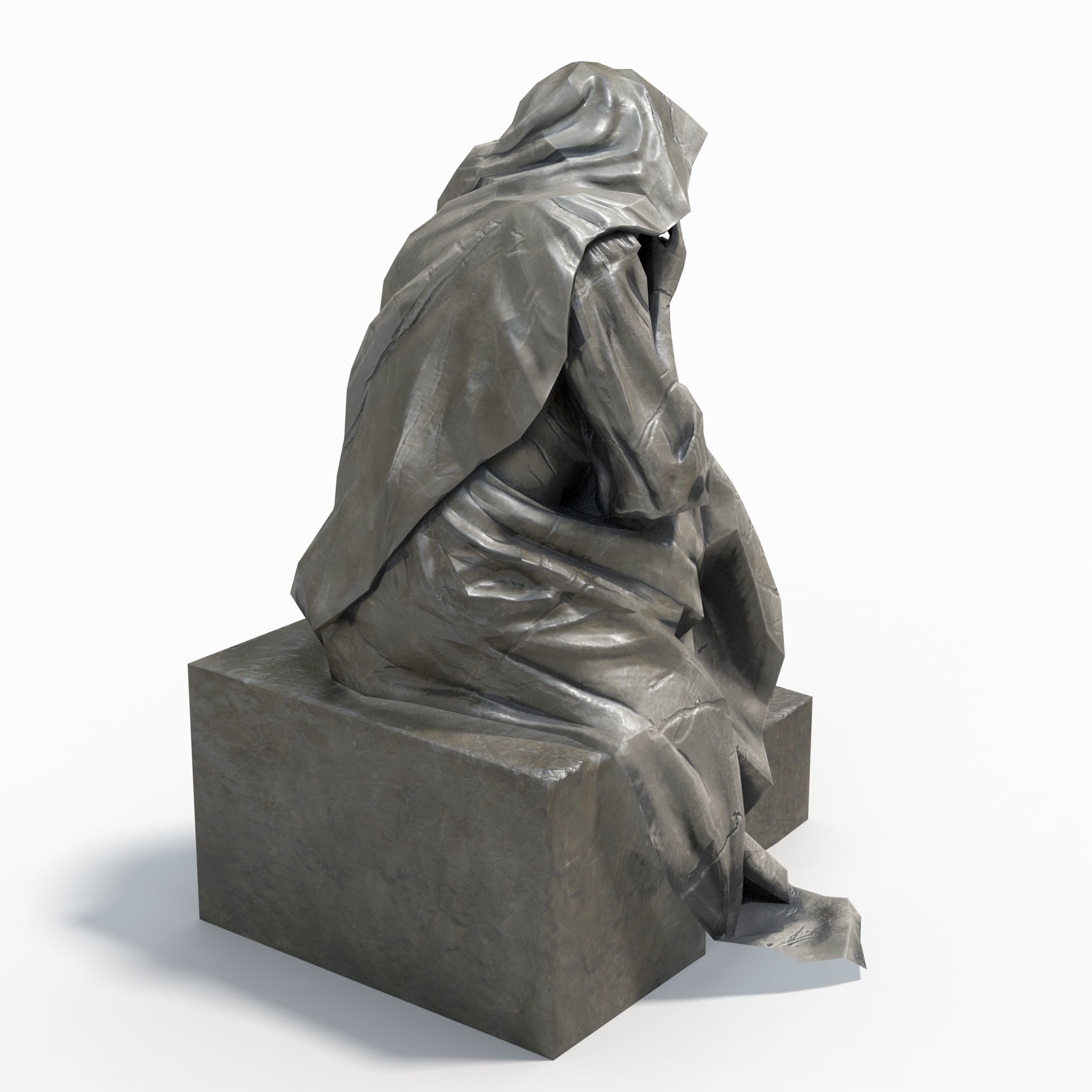 Statue Female Low-poly 3D model_3
