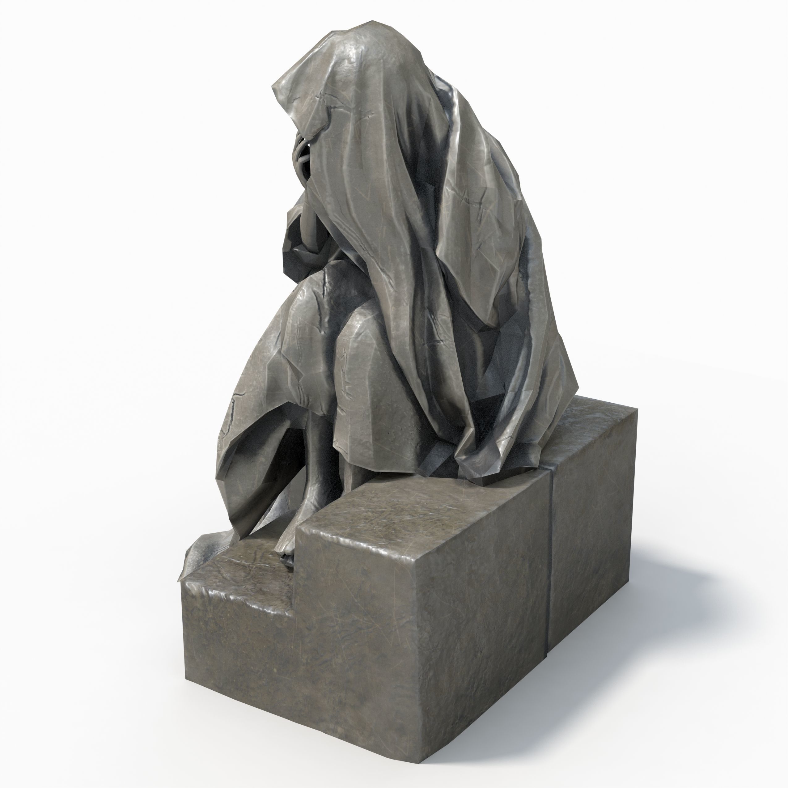 Statue Female Low-poly 3D model_2