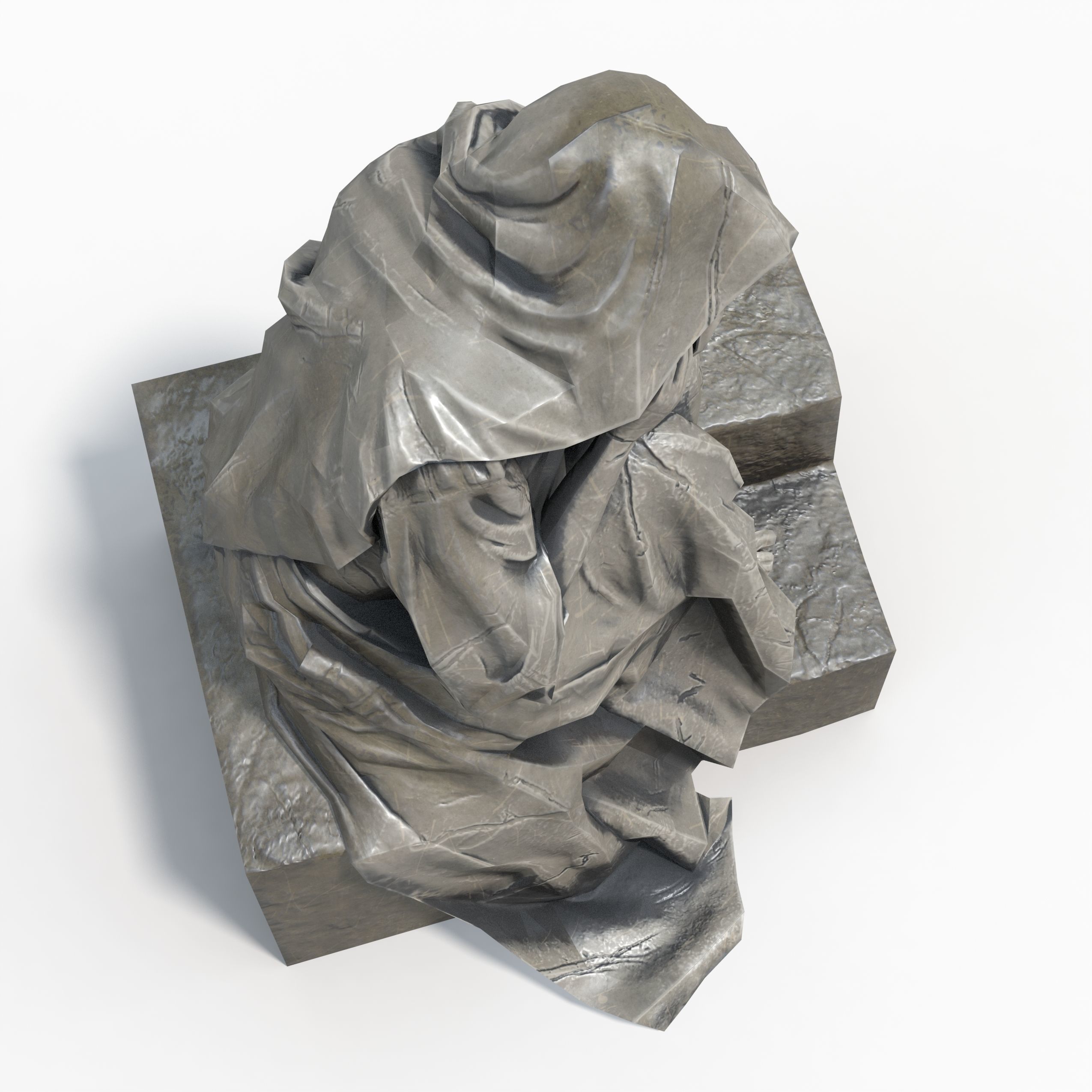 Statue Female Low-poly 3D model_9