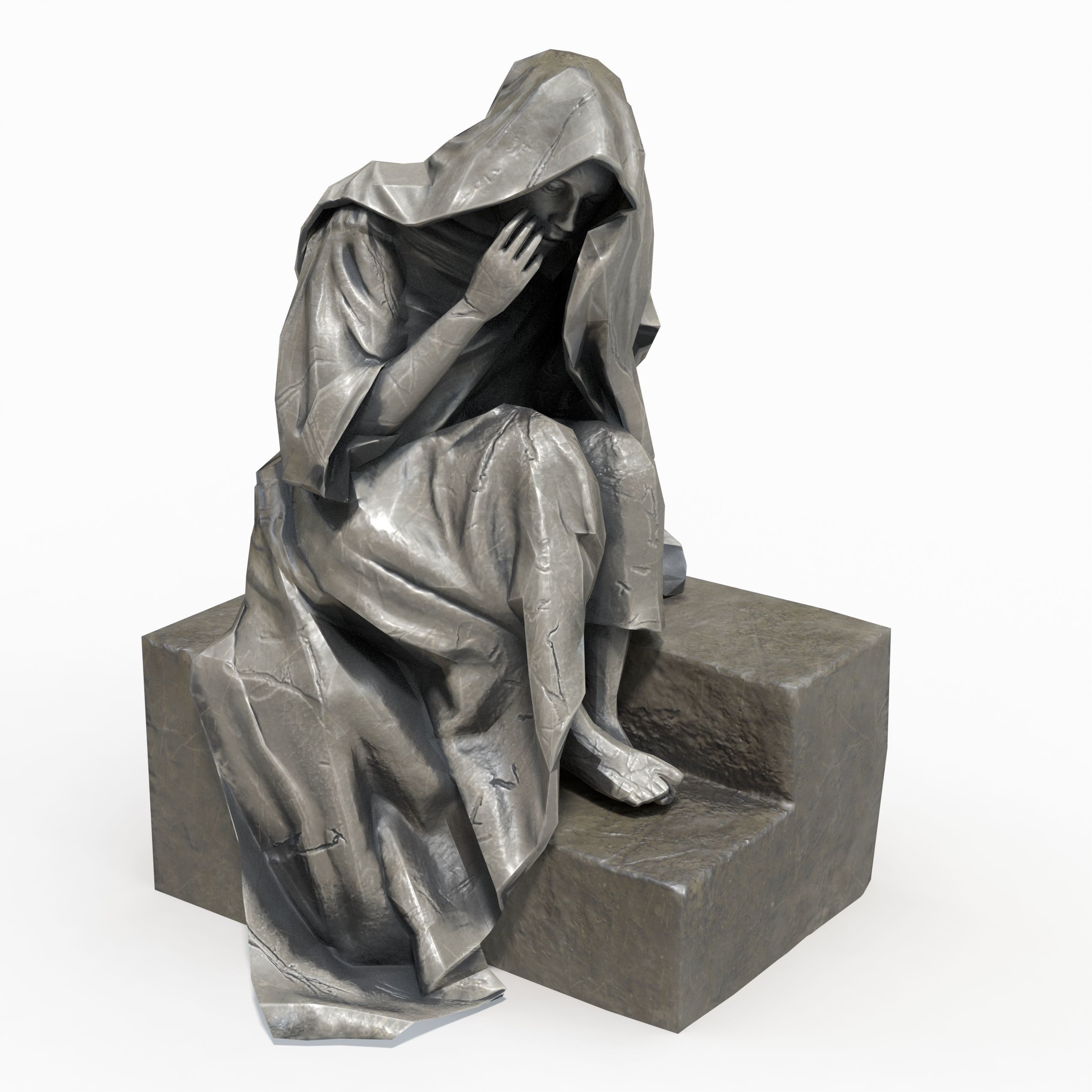 Statue Female Low-poly 3D model_8
