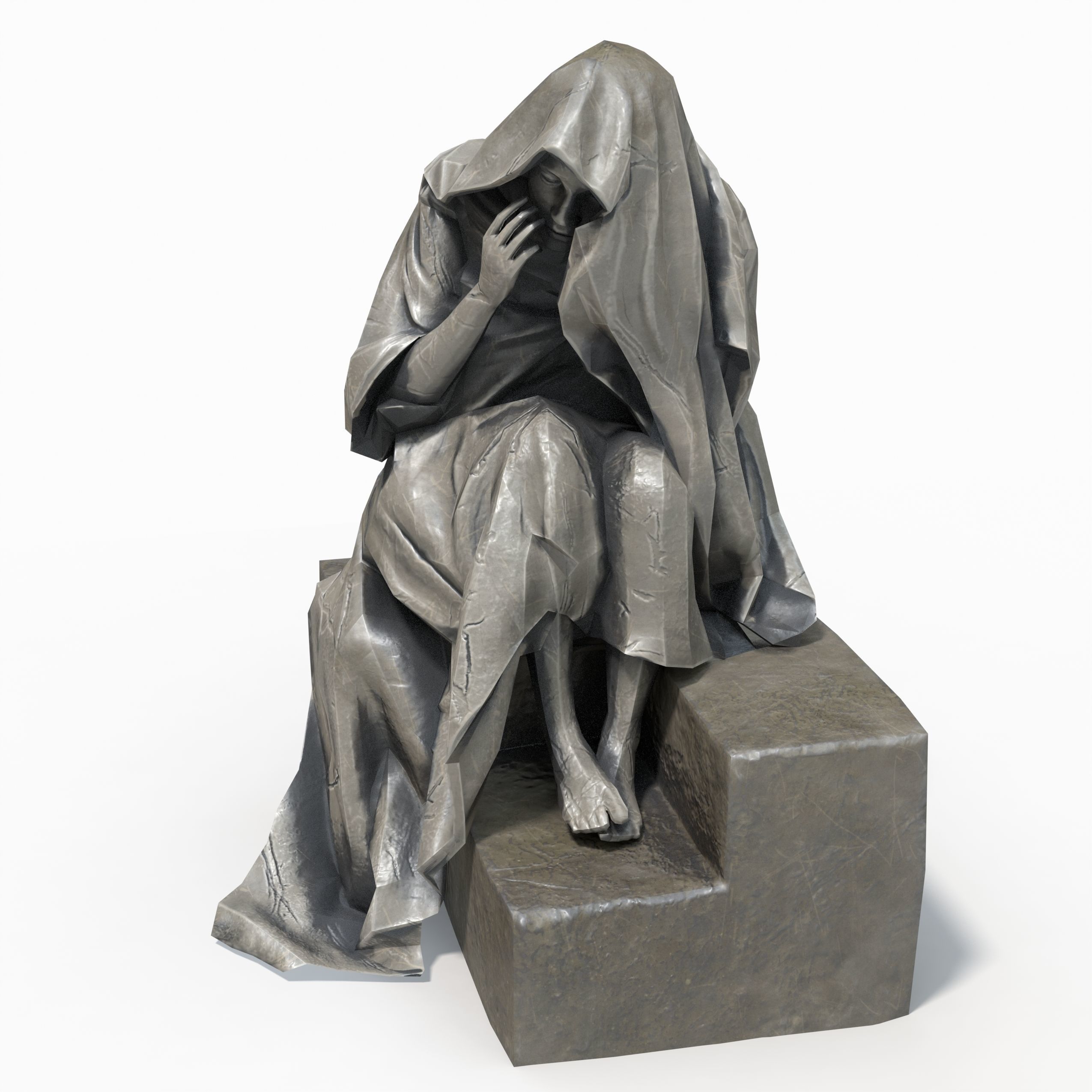 Statue Female Low-poly 3D model_1