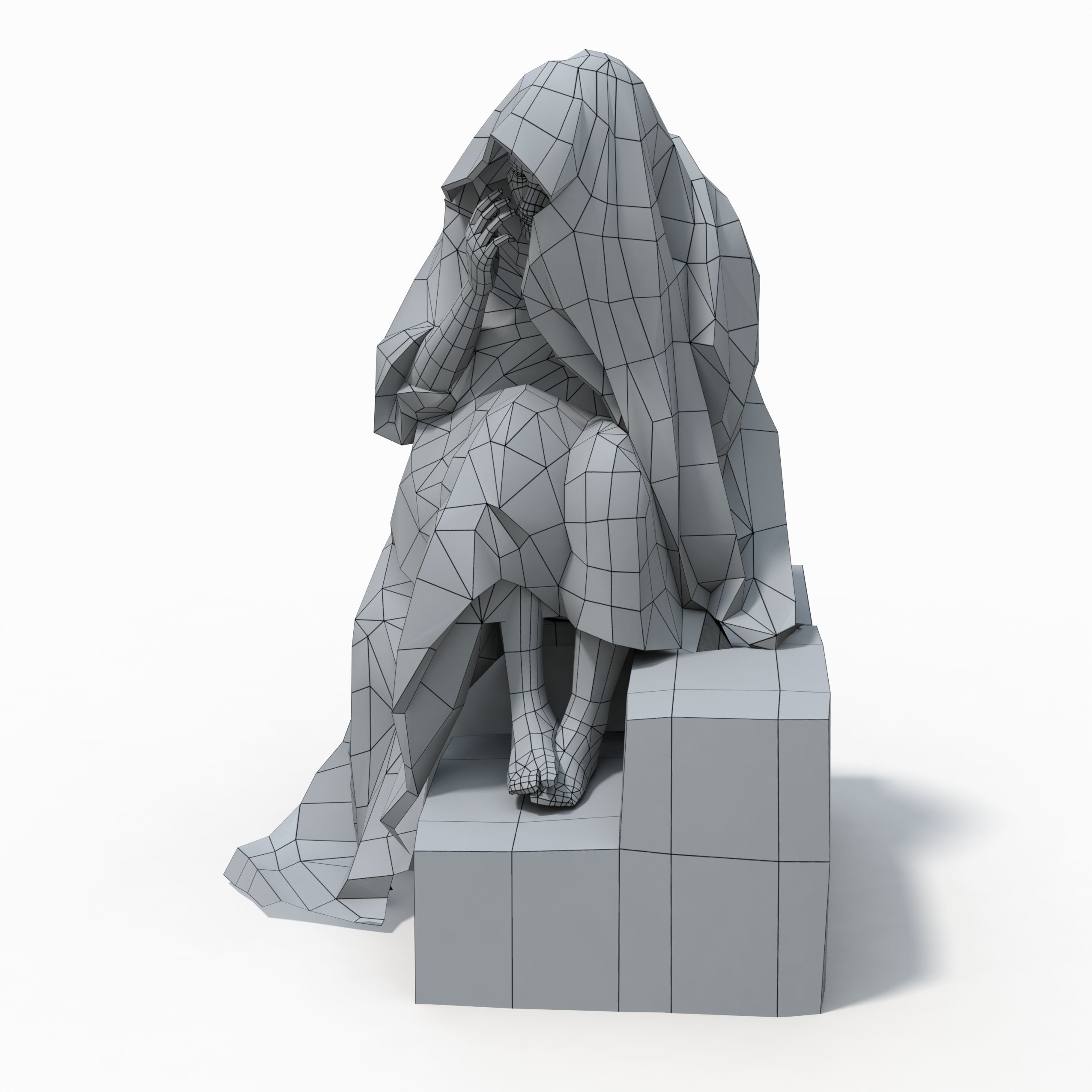 Statue Female Low-poly 3D model_14