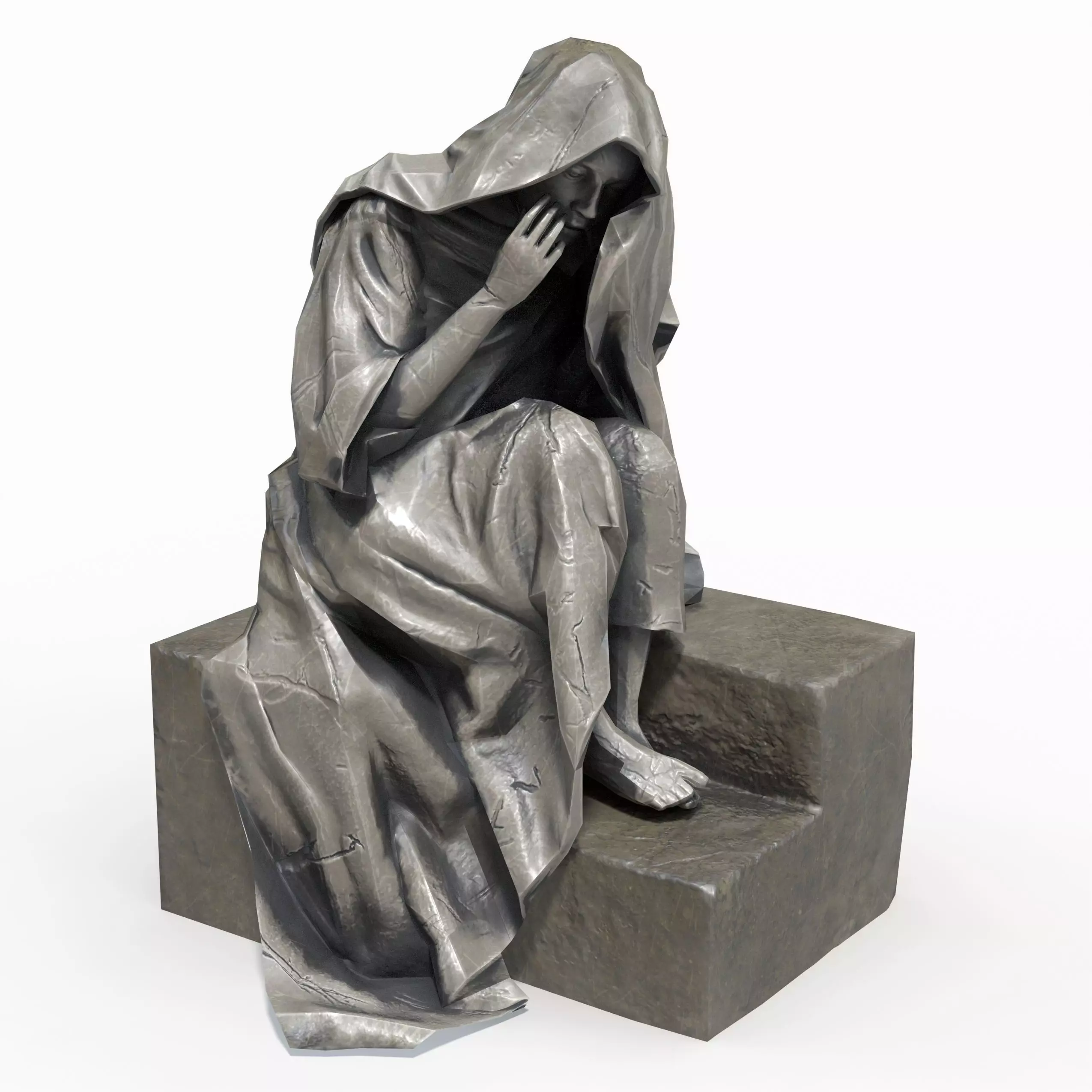 Statue Female Low-poly 3D model_0