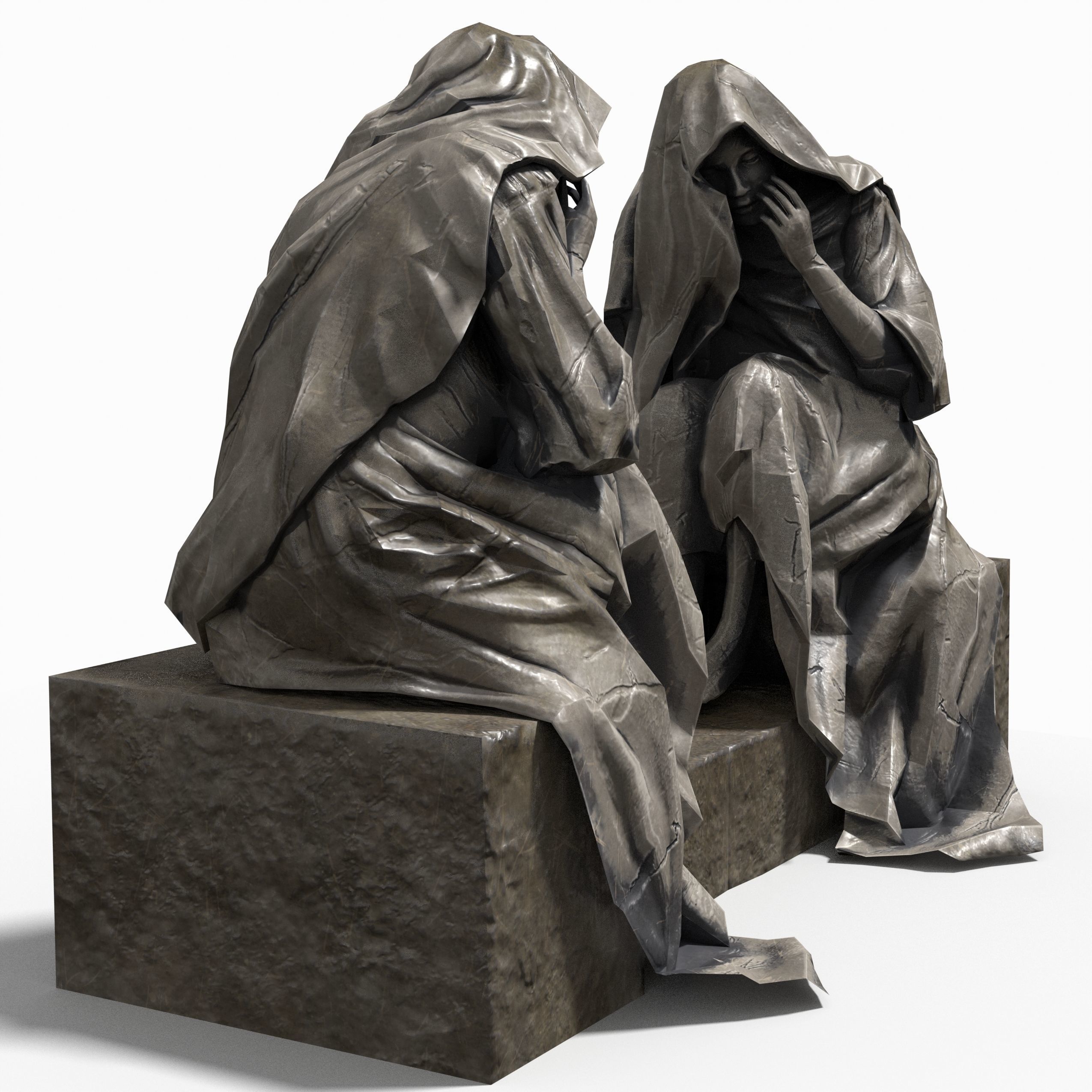 Statue Female Low-poly 3D model_11
