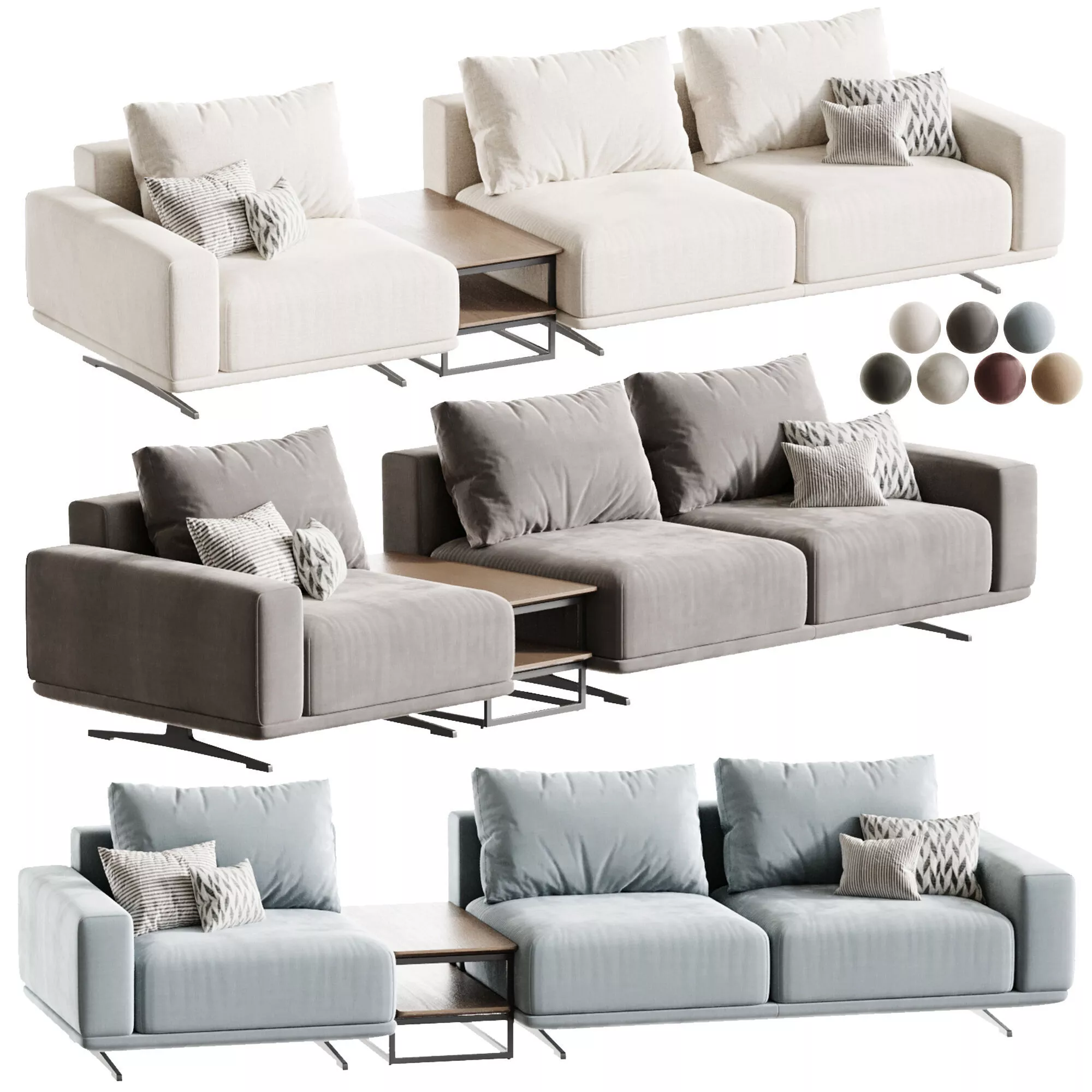 ZILLIS modular sofa 325 cm velour 3D model