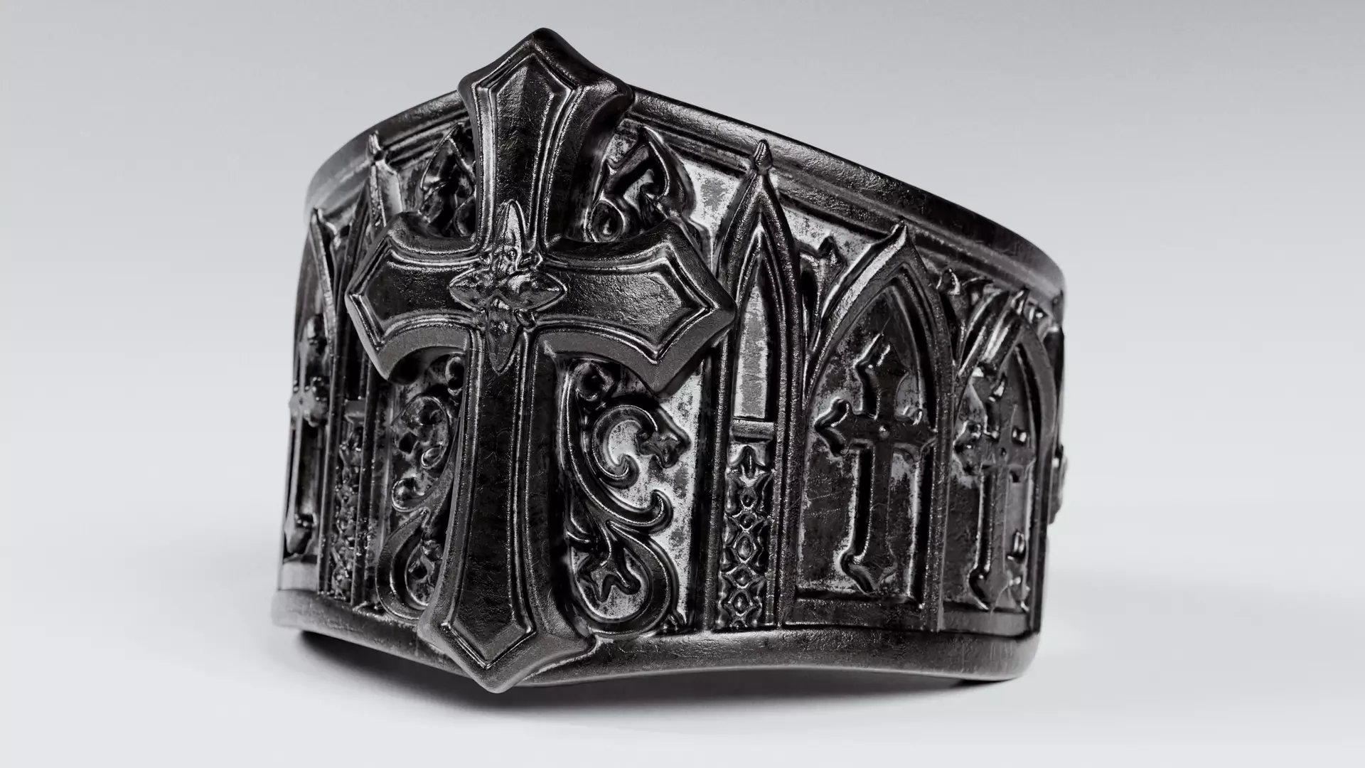 Gothic Cross Ring 3D print model