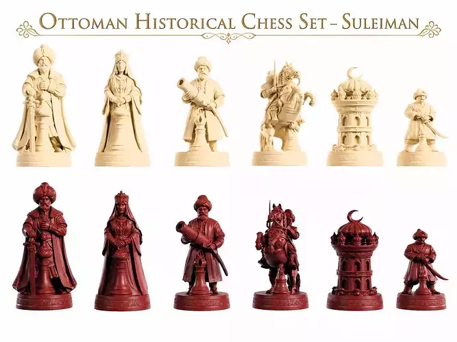 Historical Ottoman Chess Set  Suleiman