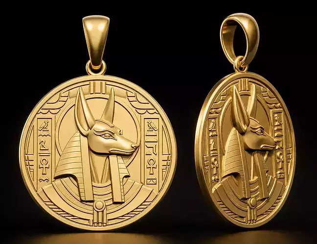 Egyptian Coin Medallion Jackal Head Relief