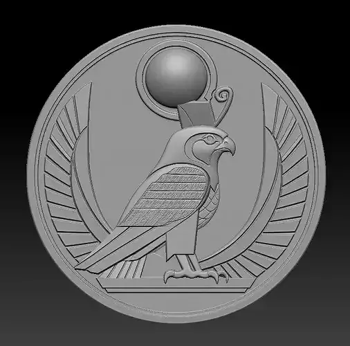 Egyptian Coin Medallion Symmetrical Relief