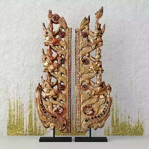 Antique Burmese Wooden Fragments 3D model