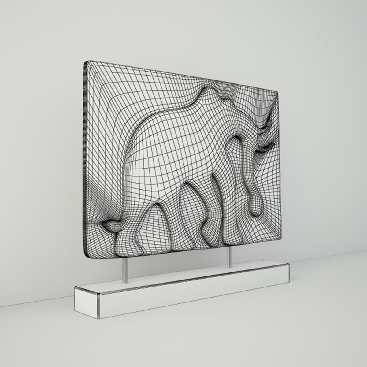 Antique Indian Elephant Relief Panel 3D model_3