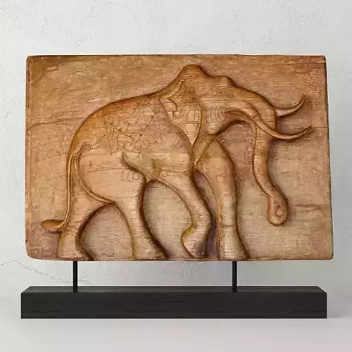 Antique Indian Elephant Relief Panel