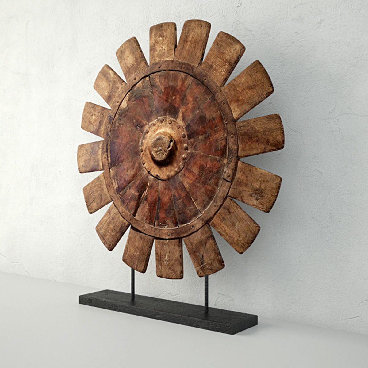 Antiqued Charkha Decor 3D model_2
