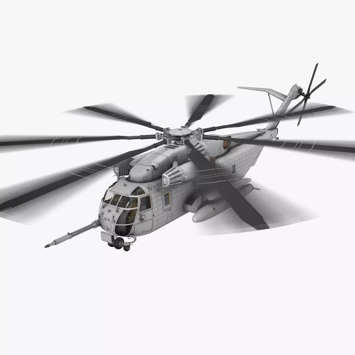 CH-53E Super Stallion Blank Livery Complex Anmation --255-- Low-poly 3D model