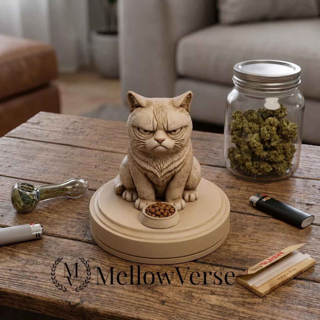 Grumpy Cat Herb Grinder-2-Part Magnetic - MellowVerse 3D print model