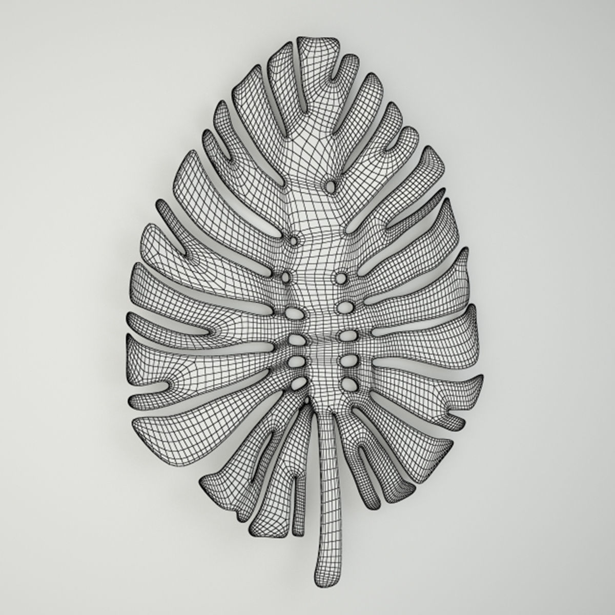 Green Metal Leaf Wall Art 3D model_3