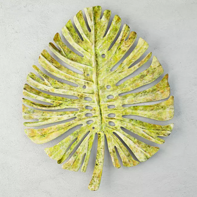 Green Metal Leaf Wall Art 3D model_0
