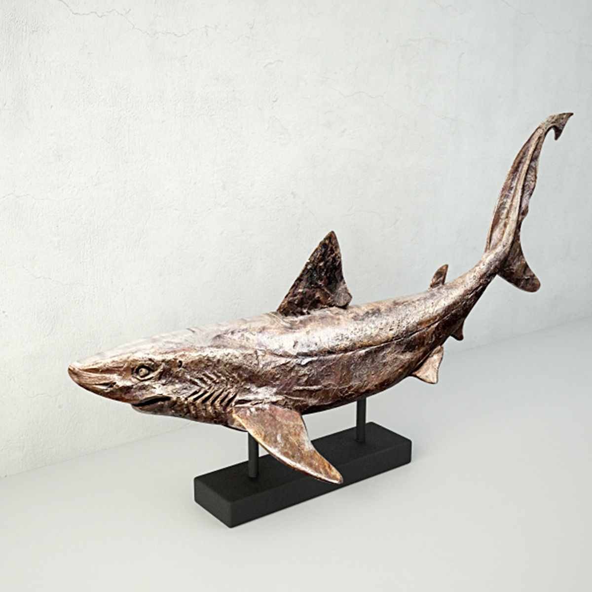 Relief of a Swimming Shark 3D model_1