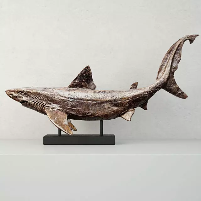 Relief of a Swimming Shark 3D model_0