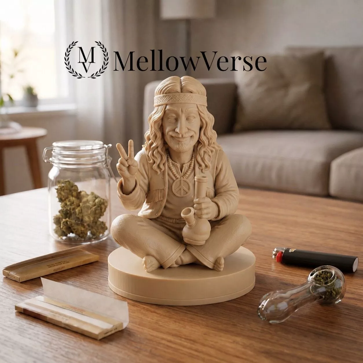 Hippie Herb Grinder-2-Part Magneti-Retro 70s Style -MellowVerse 3D print model