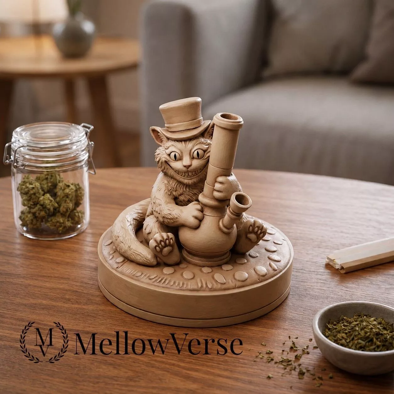 Cheshire Cat Herb Grinder-2-Part Magnetic- MellowVerse 3D print model