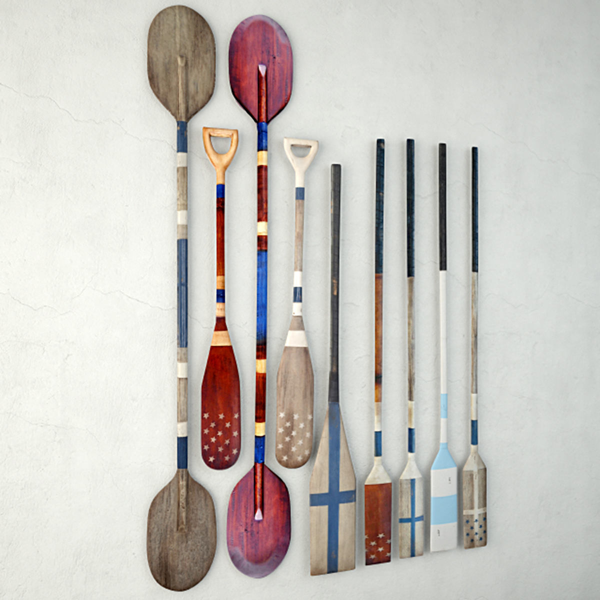 Vintage Wooden Paddles and Oars by Jeffan 3D model_3